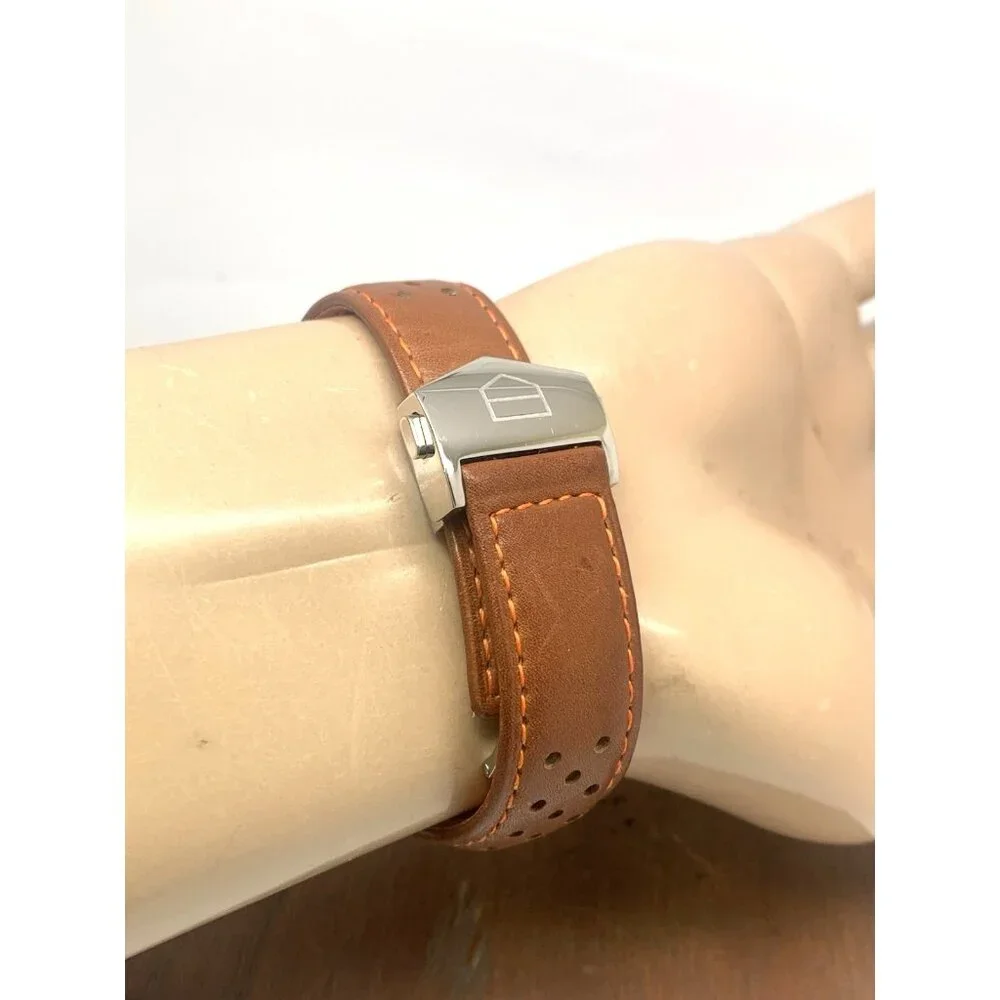 Tag Heuer Carrera Men's Watch CBM2112 Swiss Automatic Blue Dial Brown Leather
